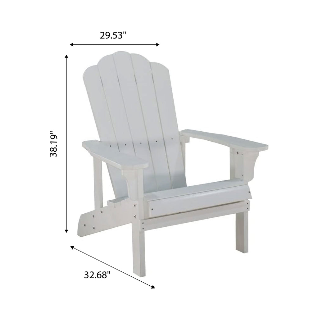 Key West Outdoor Plastic Wood Adirondack Chair, Patio Chair for Deck, Backyards, Lawns, Poolside, and Beaches, Weather Resistant, White Retail Second