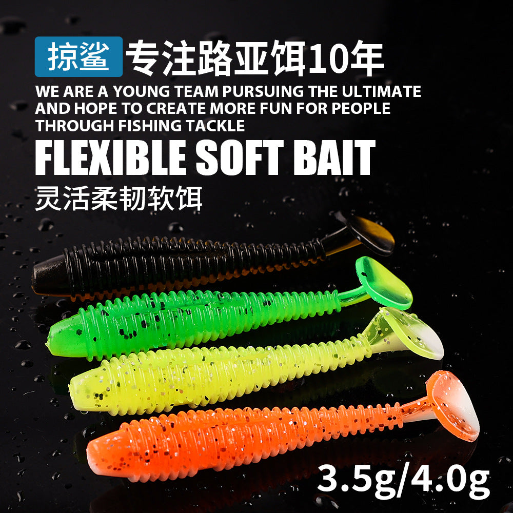 Skimming Shark | 15/30 Shrimp Flavor Double Color T-Tail Thread Luya Soft Bait Explosive Fishing Soft Insect Bait Fishing Bionic Bait Retail Second