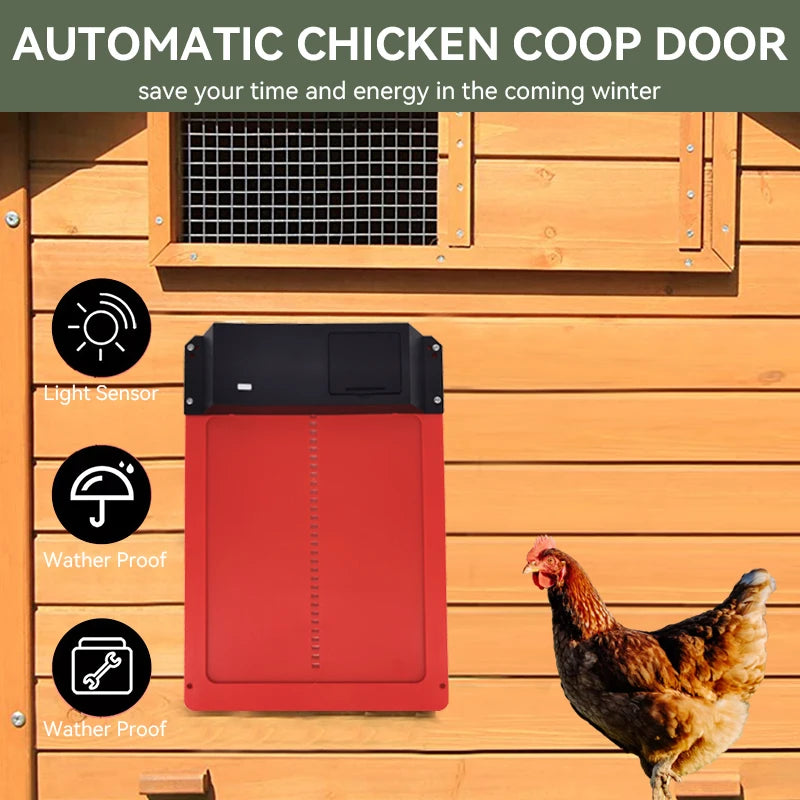 Automatic Chicken Coop Door Opener Battery Powered Light Sense Control Waterproof Pet Flap Accessories Upgrade ABS House Gate Retail Second