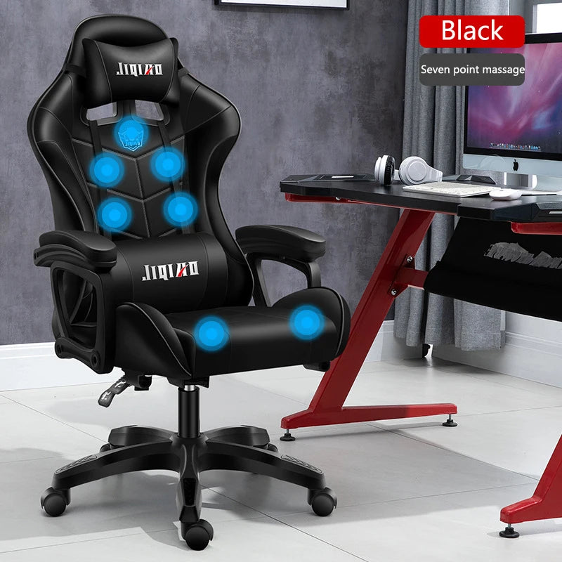 Massage Gaming Chair WCG Ergonomic Chair Fashion Pink Light Computer Leather Office Chairs Internet Cafe Bedroom Game Chair