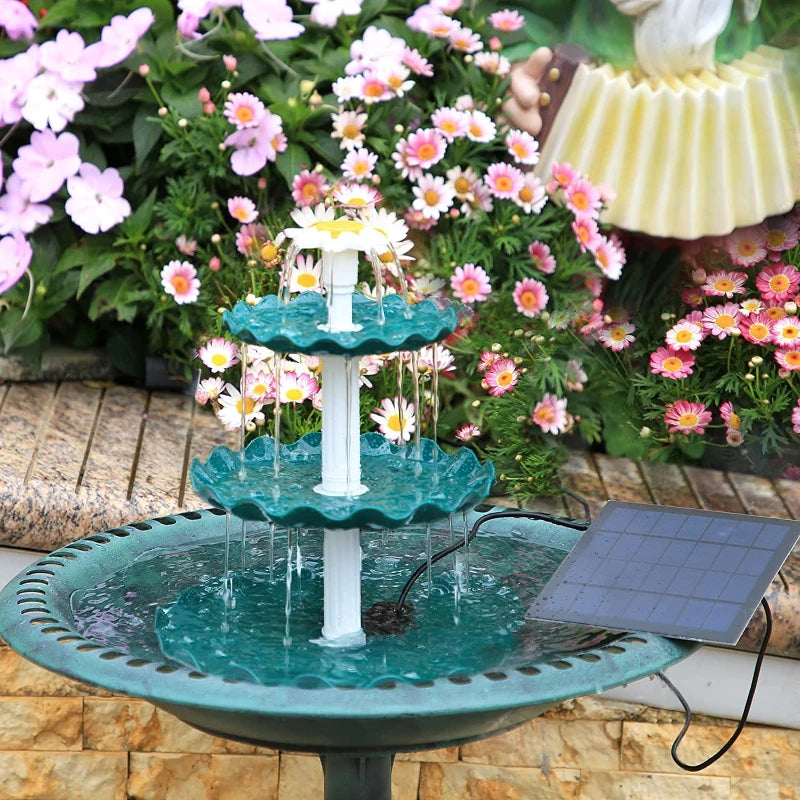 3 Tiered Bird Bath with 3W Solar Pump, DIY Solar Fountain Detachable and Suitable for Bird Bath, Garden Decoration Retail Second
