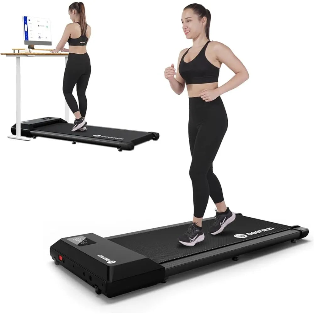 DeerRun 2-in-1 Treadmill: Compact Under Desk Design