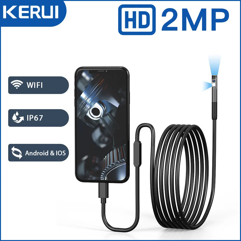 KERUI 2MP Single/Dual Lens Endoscope Camera Android Mini Inspection Camera for Iphone Waterproof Pipeline Borescope Type C IOS Retail Second