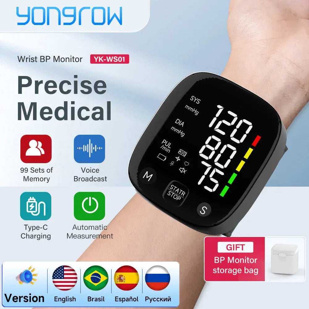 Yongrow Wrist Blood Pressure Monitor | LED & Voice Features