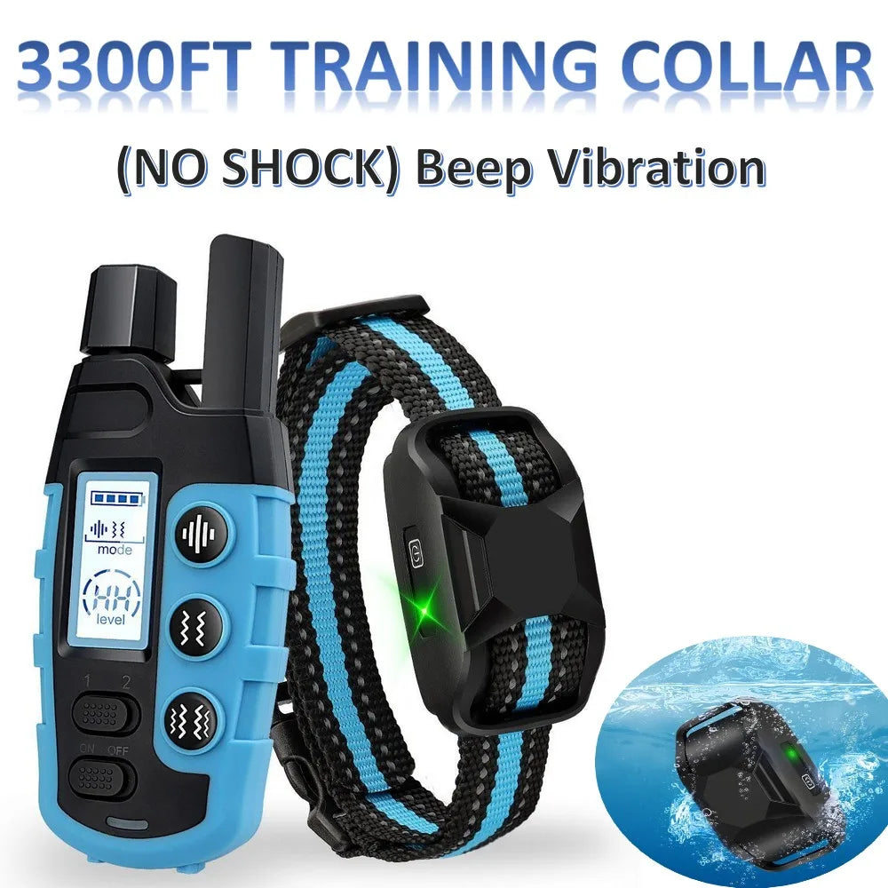 No Shock 3300Ft Dog Training Collar with Remote Rechargeable Waterproof E Collar with Beep Vibration High Quality Pet Training Retail Second